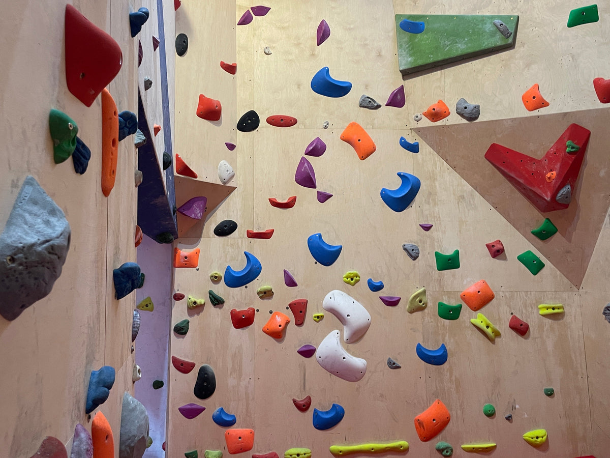 The bouldering wall at The Adventure Hub